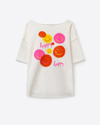 White Smiley Face Casual Short Sleeve Sweatshirt