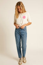 White Smiley Face Casual Short Sleeve Sweatshirt