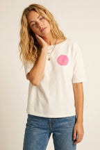 White Smiley Face Casual Short Sleeve Sweatshirt