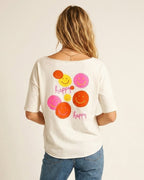 White Smiley Face Casual Short Sleeve Sweatshirt