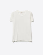 White Basic Crew Neck Short Sleeve T-Shirt in Viscose Fabric