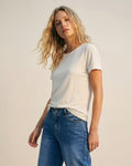 White Basic Crew Neck Short Sleeve T-Shirt in Viscose Fabric