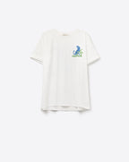 White T-Shirt with Tropical Graphic Print