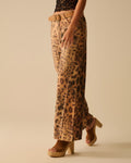 Wide-Leg Tiger Print Pants with Double Side Seams