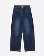 Wide Leg Jeans with Side Dart Detail in Deep Blue
