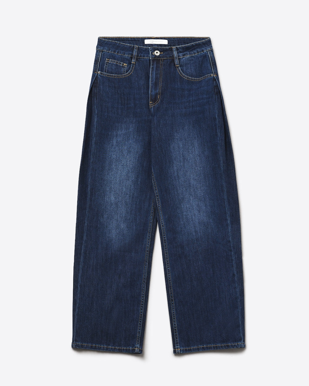 Wide Leg Jeans with Side Dart Detail in Deep Blue
