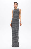Woba Embellished Crystal Maxi Dress Black