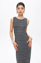 Woba Embellished Crystal Maxi Dress Black