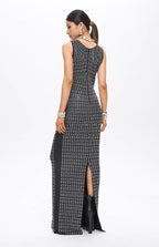 Woba Embellished Crystal Maxi Dress Black