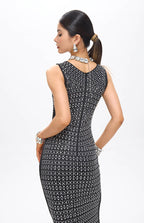 Woba Embellished Crystal Maxi Dress Black