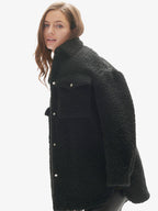Padded Wool Sherpa Shirt Jacket | Black