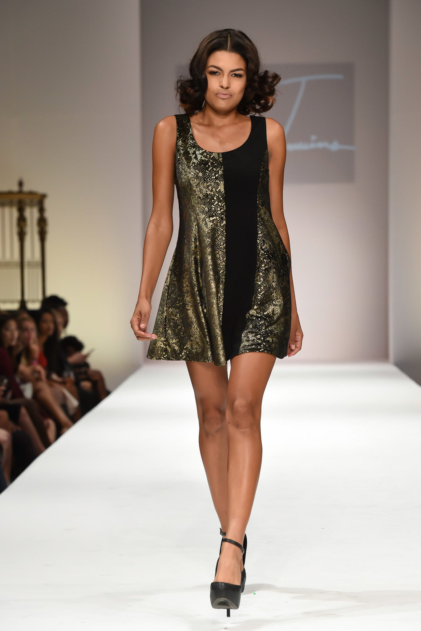 Gold Dress Black Stripe