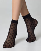 Conte Fantasy Socks with Diamond Pattern | Black
