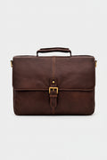 Hidesign Charles Leather 15" Laptop Compatible Briefcase Work Bag | Coffee Brown