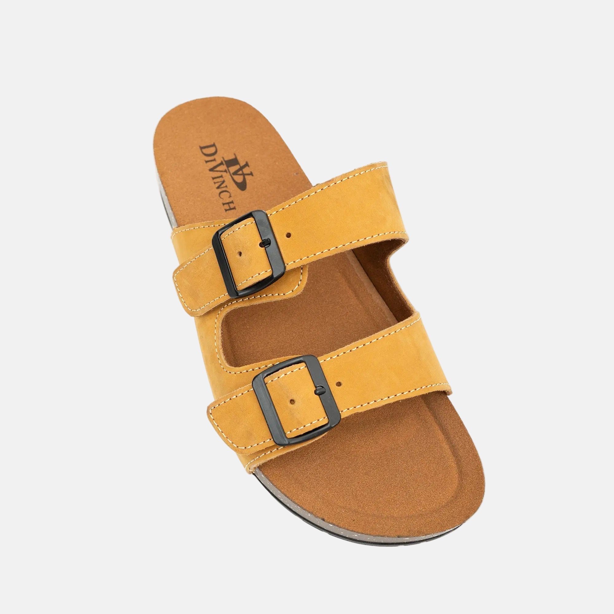 Yellow Buckle Slide Sandals