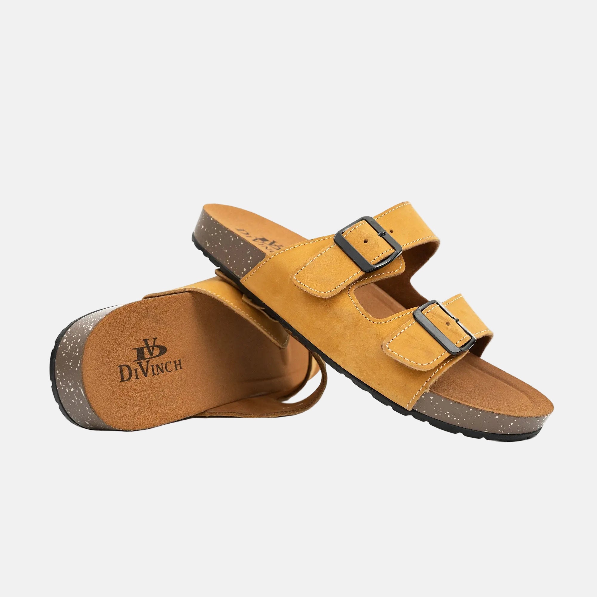 Yellow Buckle Slide Sandals
