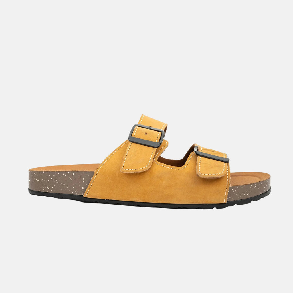 Yellow Buckle Slide Sandals