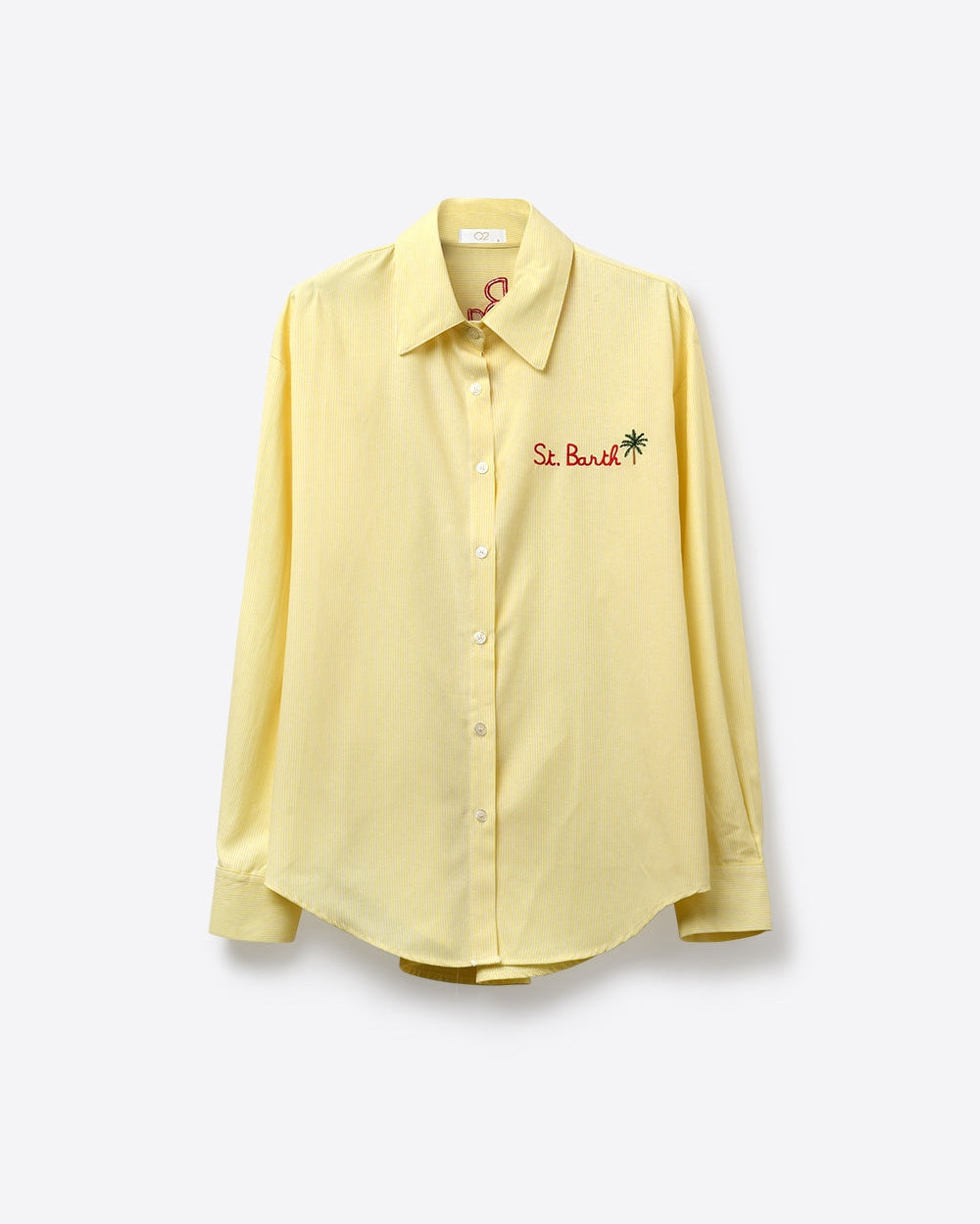 Yellow Button-Up Striped Shirt with Embroidered Detail St Barth