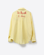 Yellow Button-Up Striped Shirt with Embroidered Detail St Barth