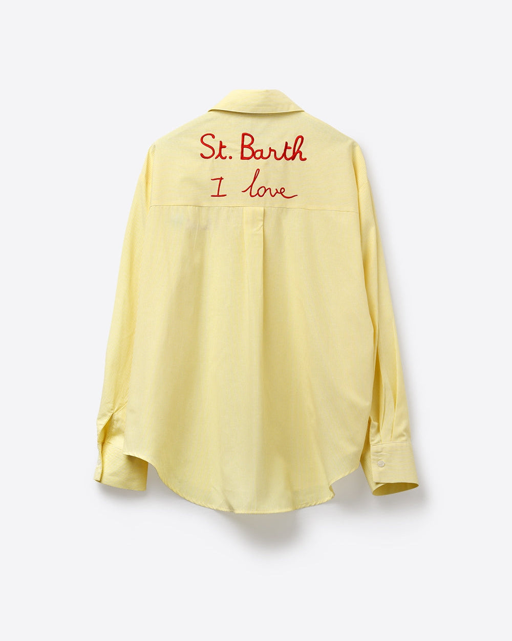 Yellow Button-Up Striped Shirt with Embroidered Detail St Barth