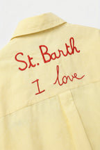 Yellow Button-Up Striped Shirt with Embroidered Detail St Barth