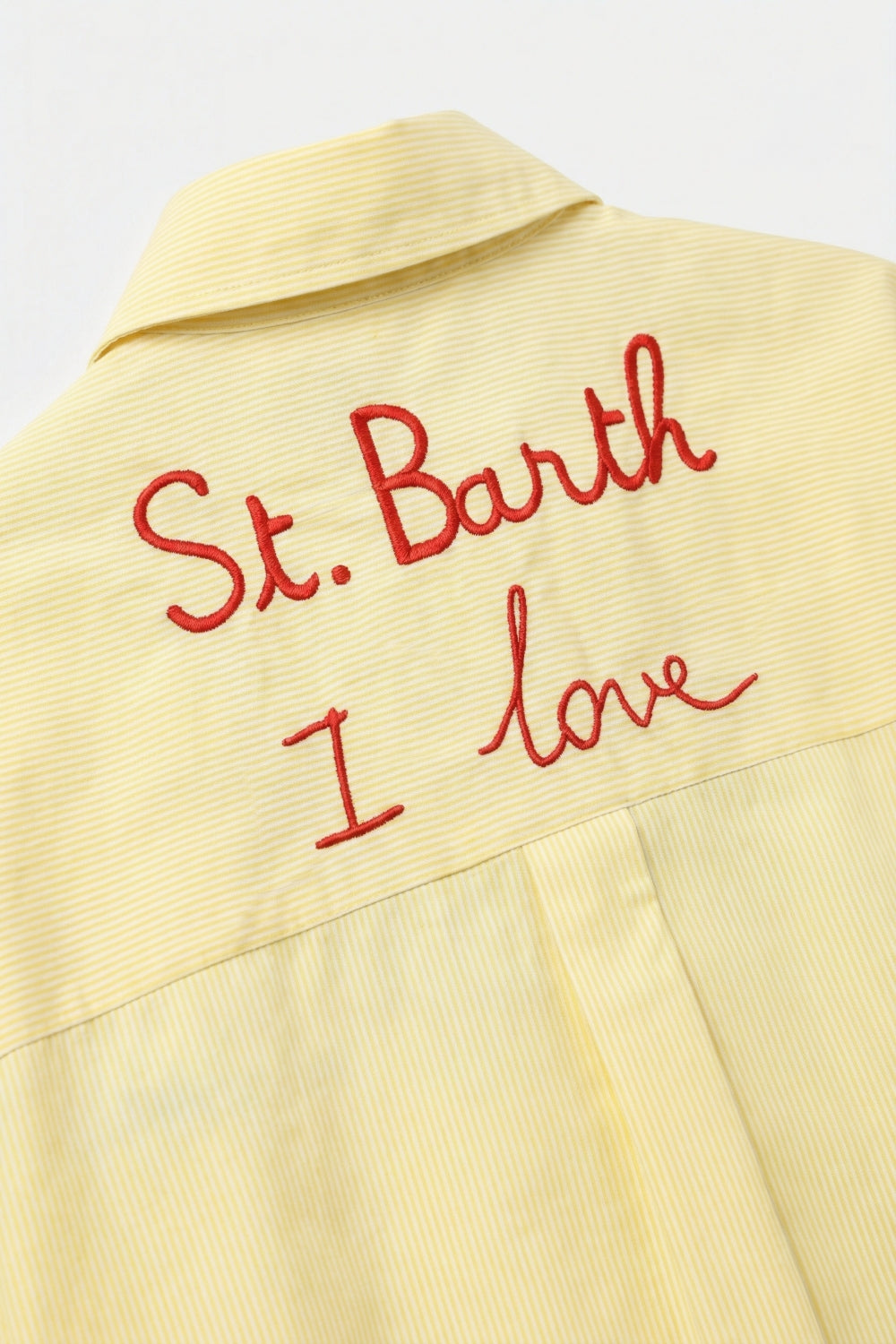 Yellow Button-Up Striped Shirt with Embroidered Detail St Barth