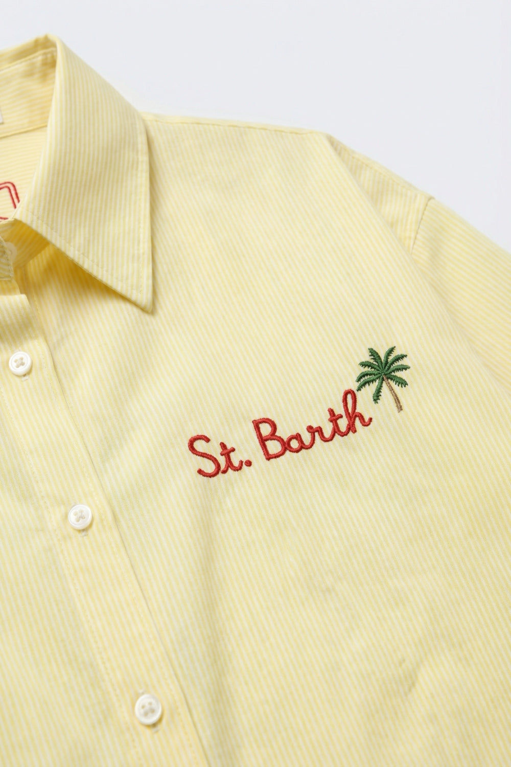 Yellow Button-Up Striped Shirt with Embroidered Detail St Barth