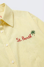 Yellow Button-Up Striped Shirt with Embroidered Detail St Barth