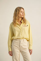 Yellow Button-Up Striped Shirt with Embroidered Detail St Barth