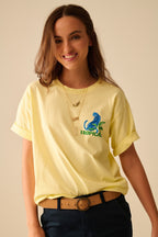 Yellow T-Shirt with Tropical Graphic Print