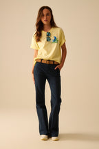Yellow T-Shirt with Tropical Graphic Print