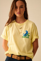 Yellow T-Shirt with Tropical Graphic Print