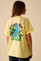 Yellow T-Shirt with Tropical Graphic Print