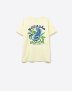Yellow T-Shirt with Tropical Graphic Print
