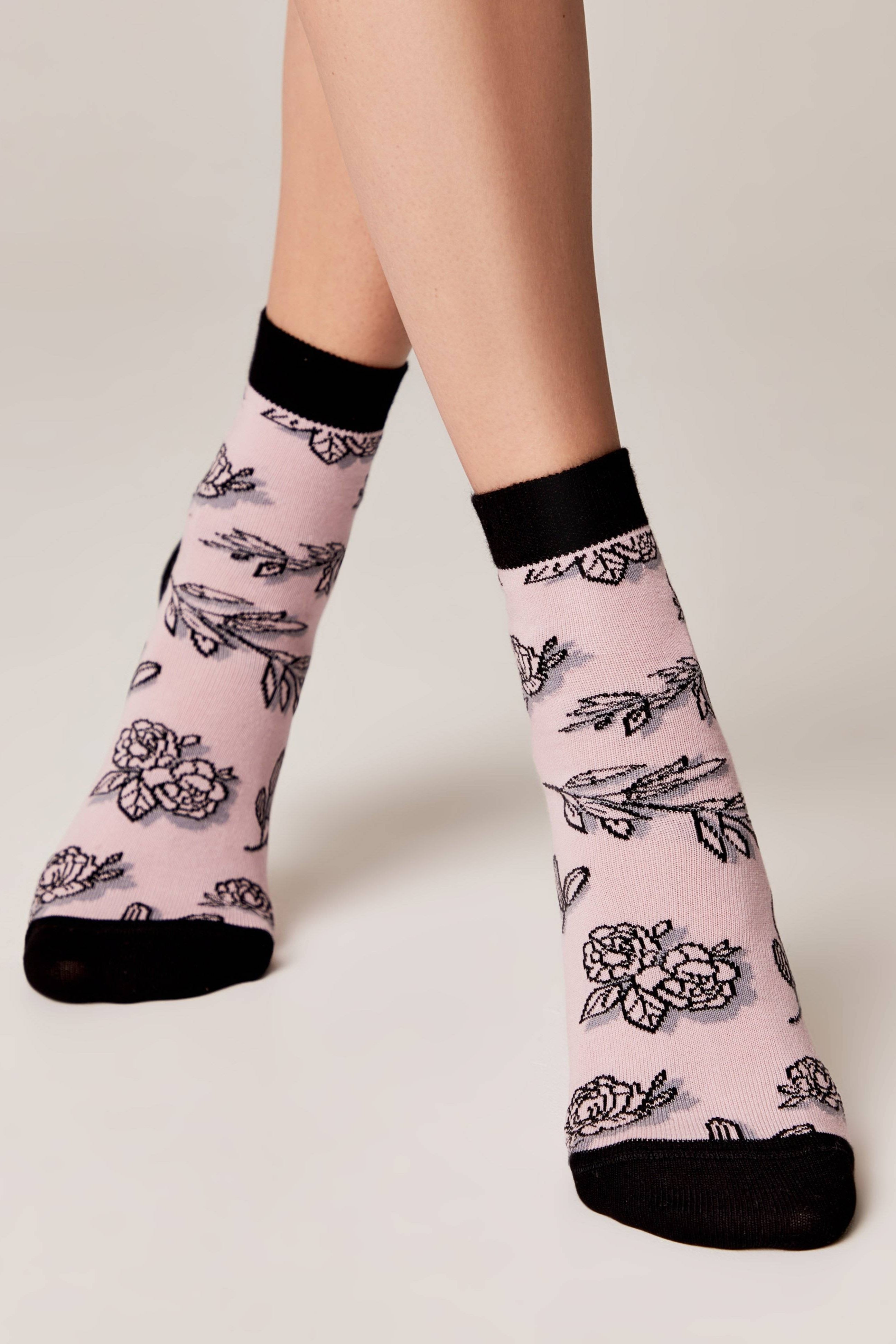 Conte Cotton Socks Classic 435 Flowers with Shadow