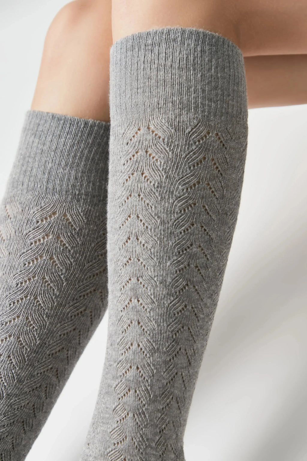 Cotton Knee Highs Conte Classic Socks 010 | Cotton Blend and Knitted Pattern