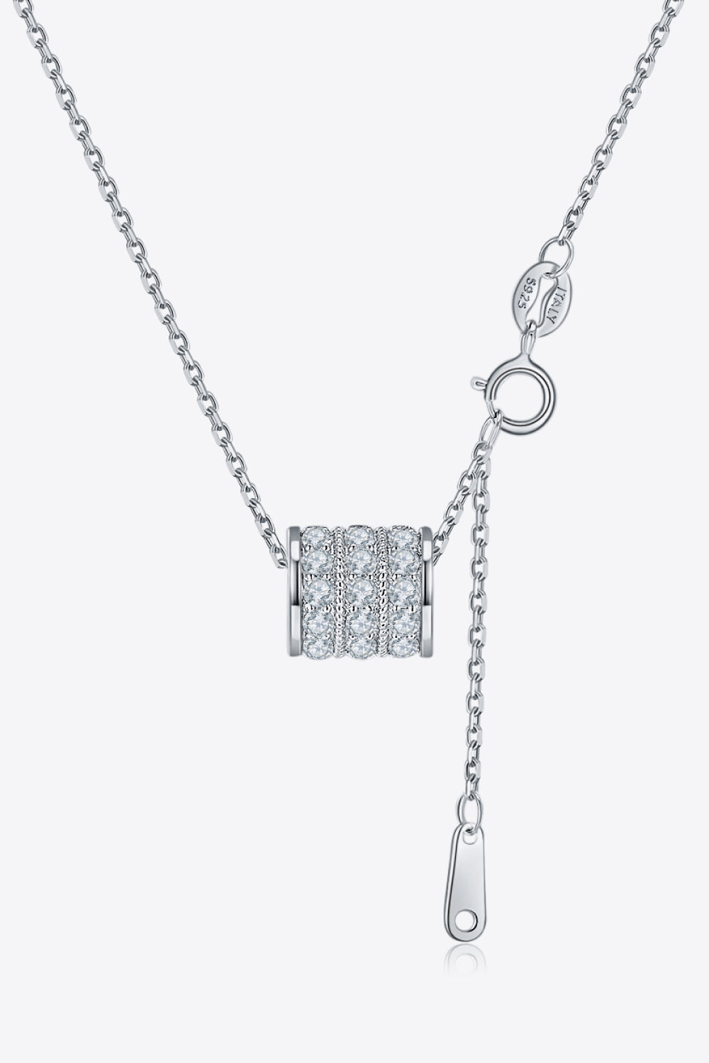 Sterling Silver Barrel Necklace with Moissanites