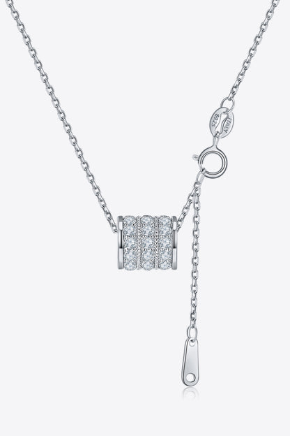 Sterling Silver Barrel Necklace with Moissanites