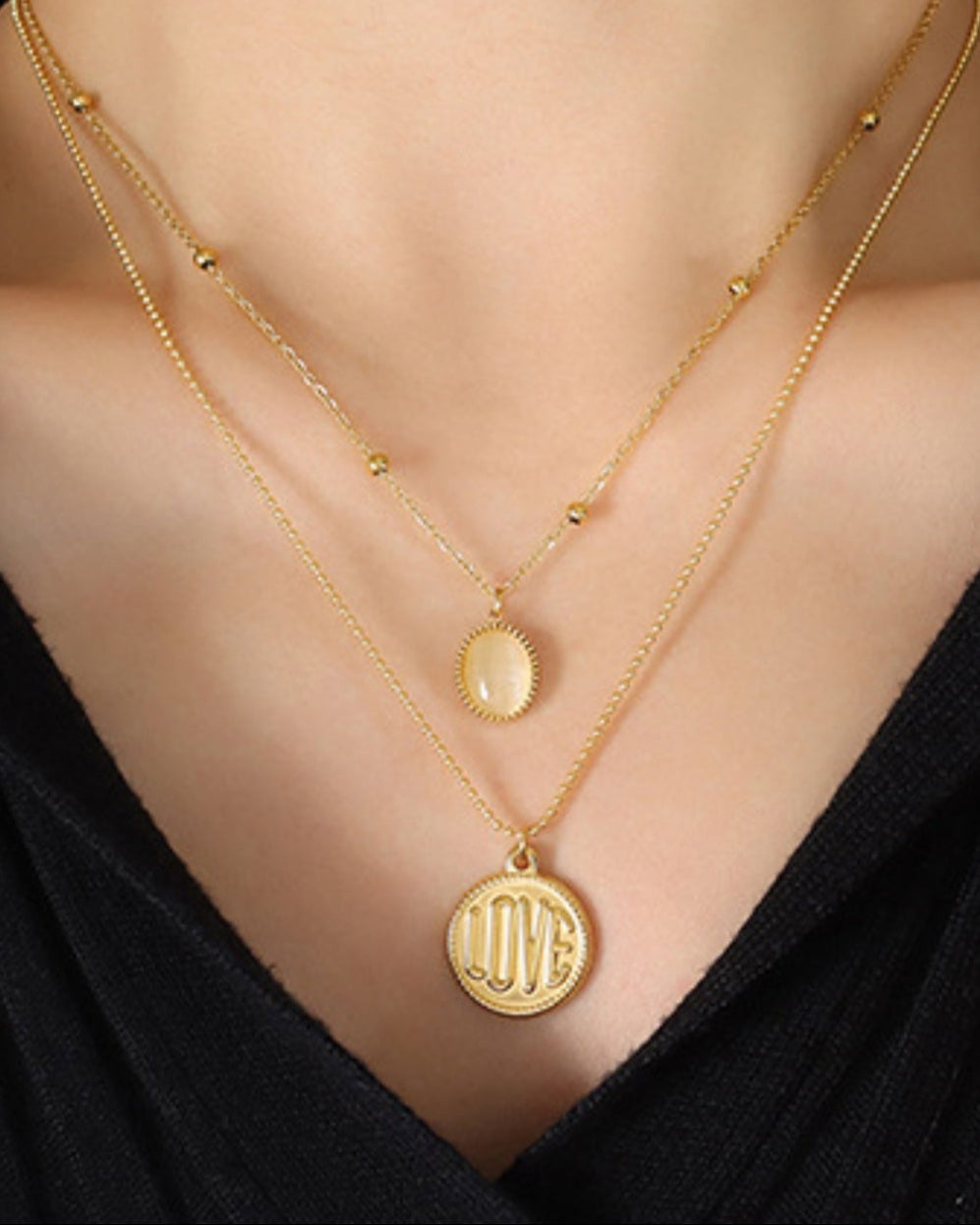 Love Double-Layered Pendant Necklace