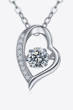 Silver Moissanite Heart Shape Pendant Necklace