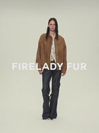 Fireladyfur Women's Top-Grain Sheepskin Leather/Suede Jacket