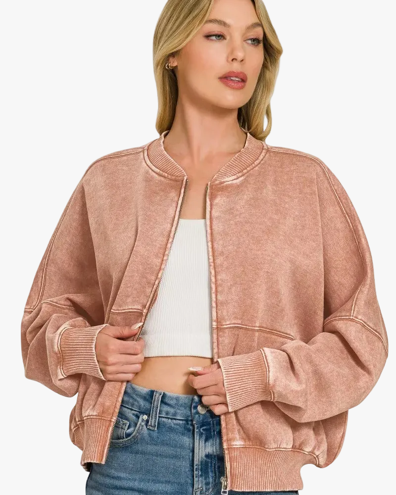 Acid Washed Fleece Jacket