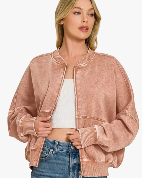 Acid Washed Fleece Jacket