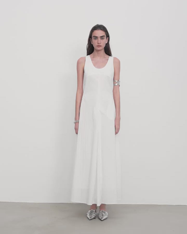 "Lake Bled" Simple and Slim Texture U-Neck A-Line Slim Fit Vest Dress