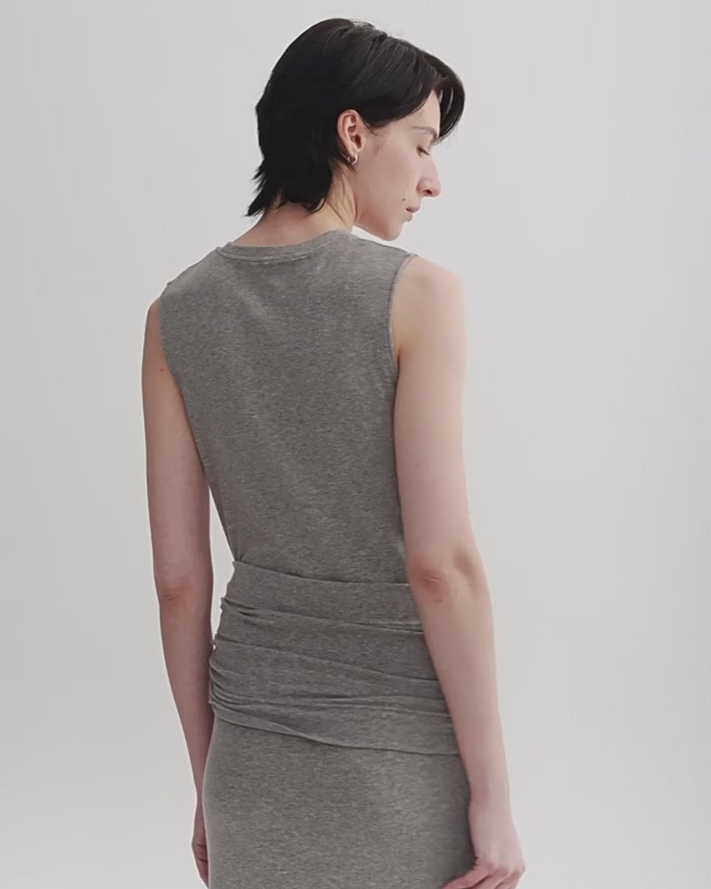 Ice Silk Wool Blend Dress with Adjustable Waistline