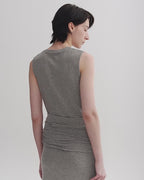 Ice Silk Wool Blend Dress with Adjustable Waistline