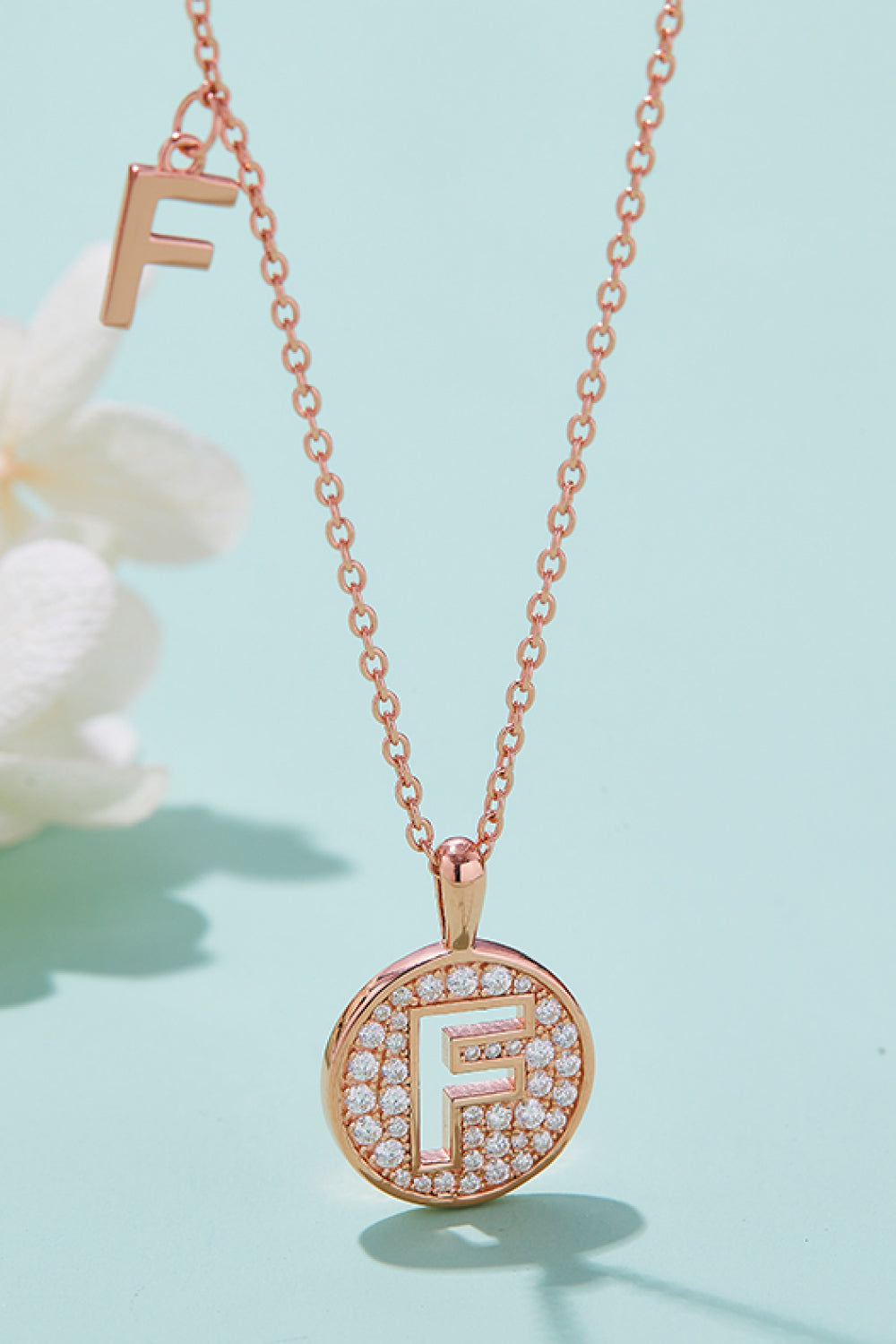 Letters A to J Pendant Necklace with Moissanites