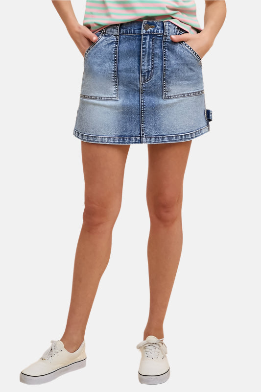 Cargo Denim Mini Skirt