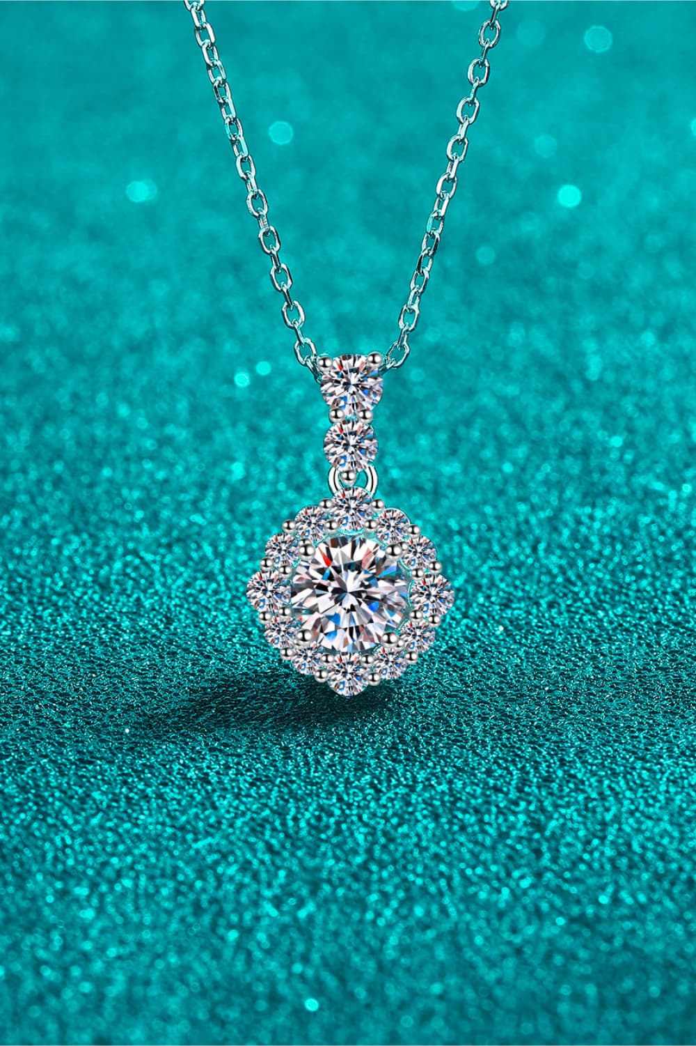 Round 1 Ct Moissanite Silver Pendant Necklace