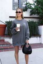 WO|MN Logo 100% Cotton Jersey Oversized Sweatshirt Dress | Dark Grey